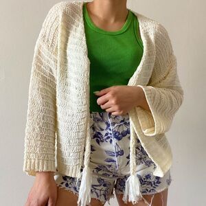 NWOT POLLY Knit Front-Tie Cardigan Layering Sweater